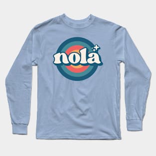 Vintage NOLA Sunset Seal // Retro City Emblem for New Orleans, Louisiana Long Sleeve T-Shirt